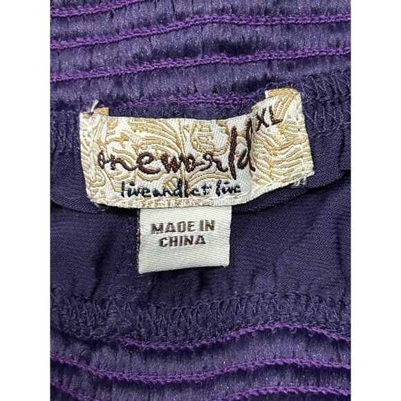 One World Pull On Wide Leg Pants Purple Sz XL Smocked Elastic Waist Boho Relaxed - Picture 5 of 11